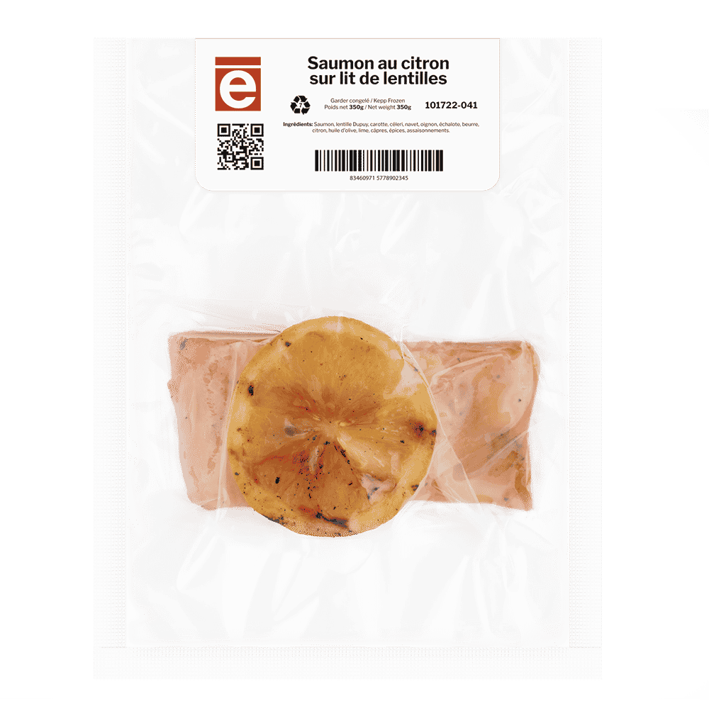 Saumon au citron sur lit de lentilles