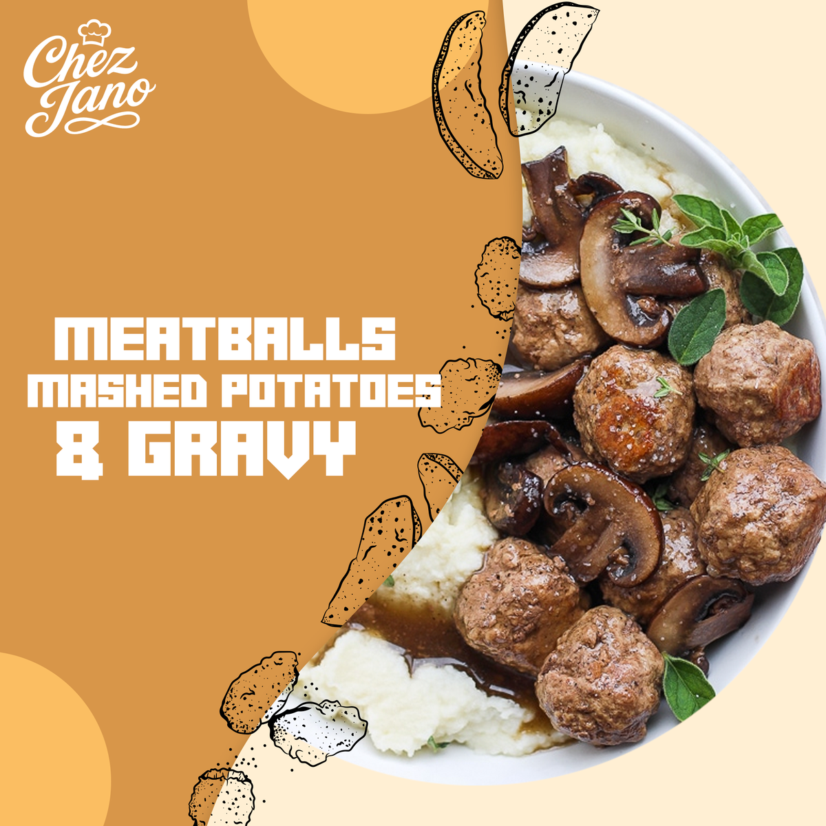 Meatballs with Mashed Potatoes & Gravy