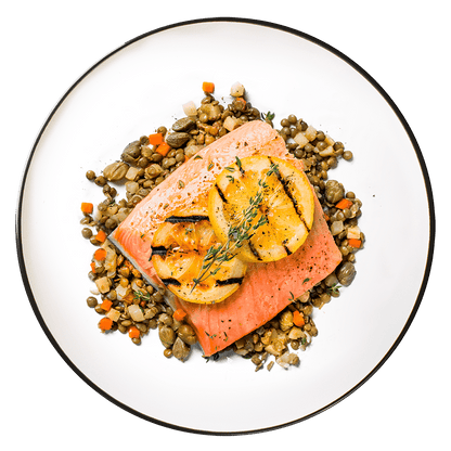 Saumon au citron sur lit de lentilles